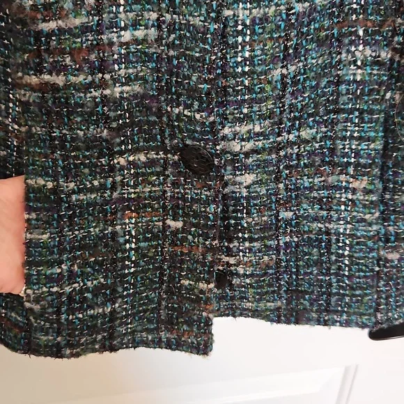 ✨ Dark Academia| Navy Bouclé Tweed Blazer| Old Money, Classic Chic ✨ Sz. L - Picture 4 of 8